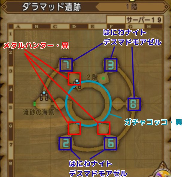ダラマッド遺跡モンスターマップ